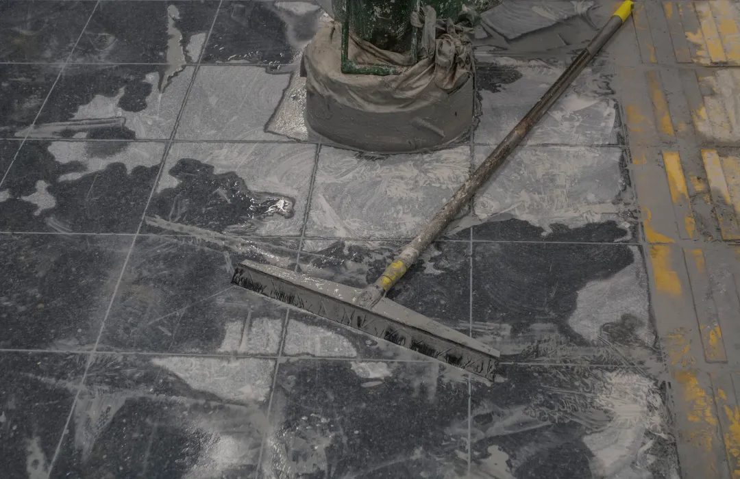 dirty stone floor being cleaned