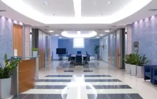 Residential and commercial interior cleaning in Phoenix by First Class Green Cleaning showing commercial office cleaning