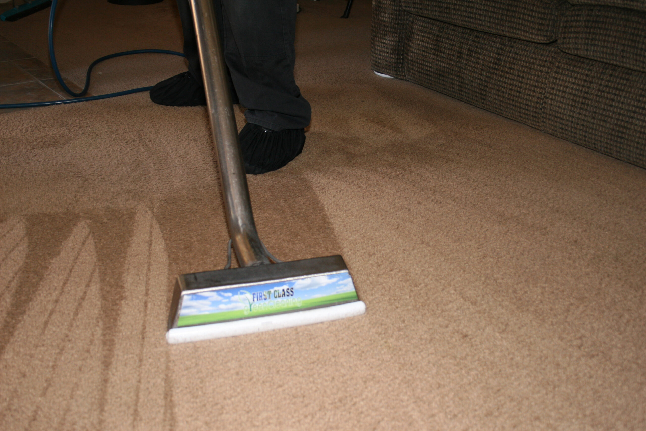 Residential and commercial interior cleaning in Phoenix by First Glass Green Cleaning showing carpet cleaning