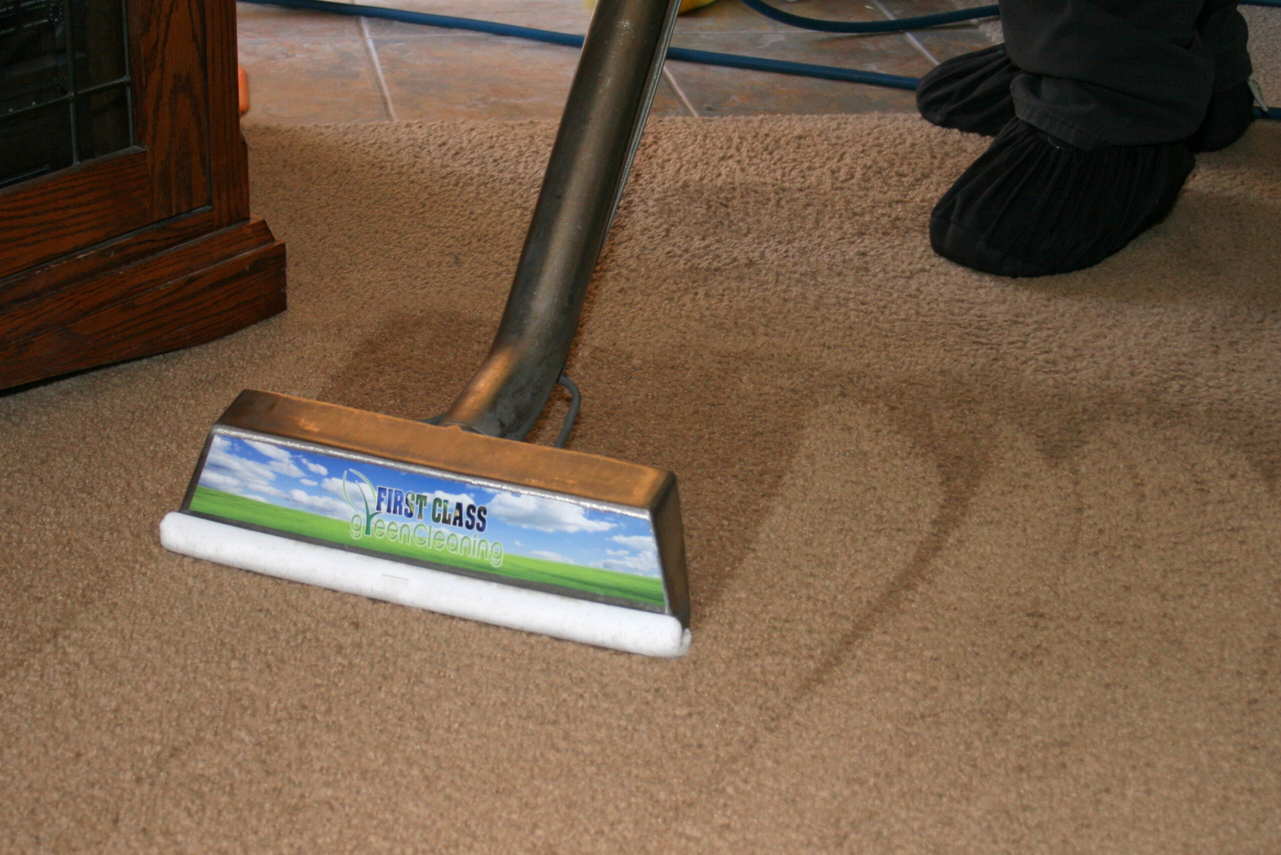 Residential and commercial interior cleaning in Phoenix by First Glass Green Cleaning showing carpet cleaning
