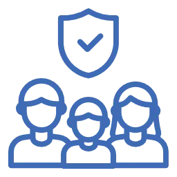 Family under a shield icon representing cleaning that is safe for families and pets