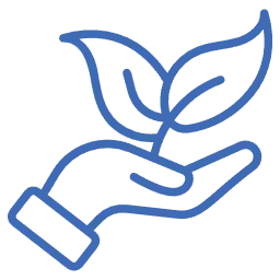 Hand holding leaves icon representing eco-friendly cleaning